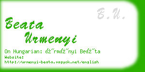 beata urmenyi business card